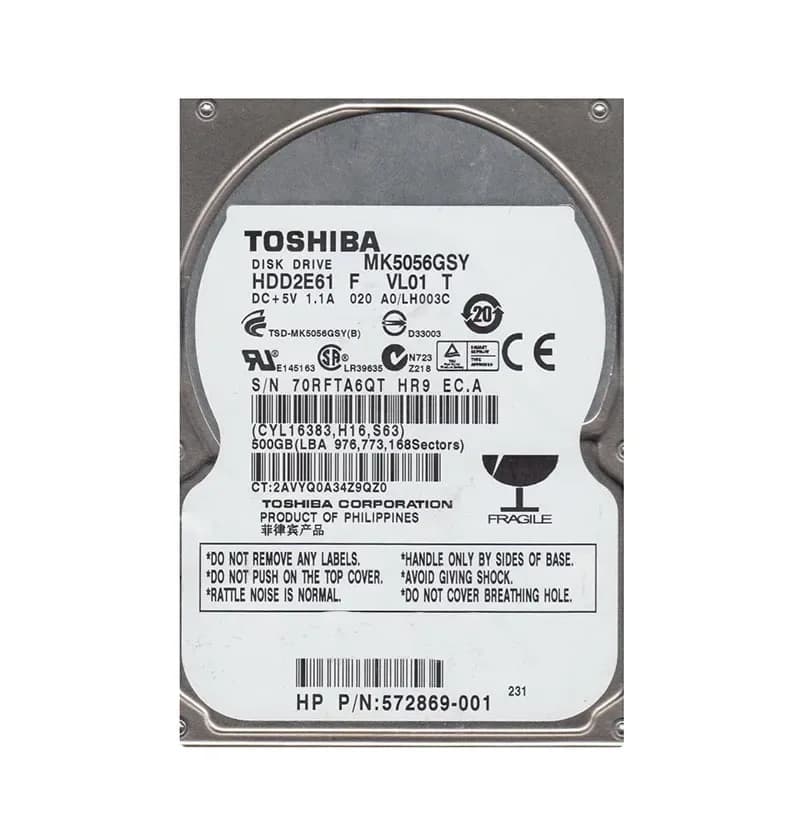 MK5056GSY - Toshiba 500GB 7200RPM SATA 3Gb/s 2.5-in Hard Drive
