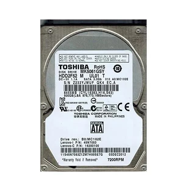 MK5061GSY - Toshiba 500GB 7200RPM SATA 3Gb/s 2.5-in Hard Drive