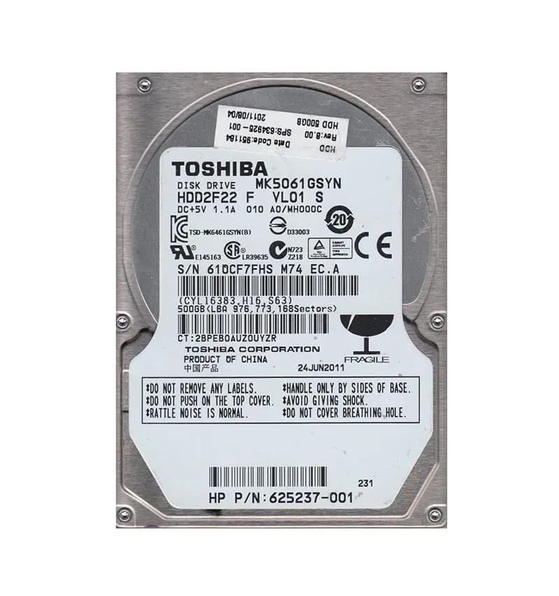 MK5061GSYN - Toshiba 500GB 7200RPM SATA 3Gb/s 2.5-in Hard Drive