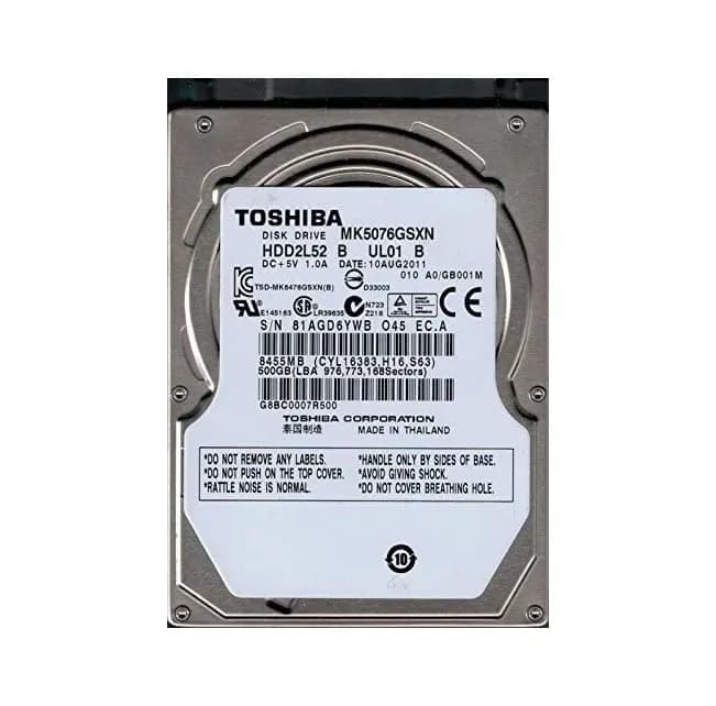 MK5076GSXN - Toshiba 500GB 5400RPM SATA 3Gb/s 2.5-in Hard Drive