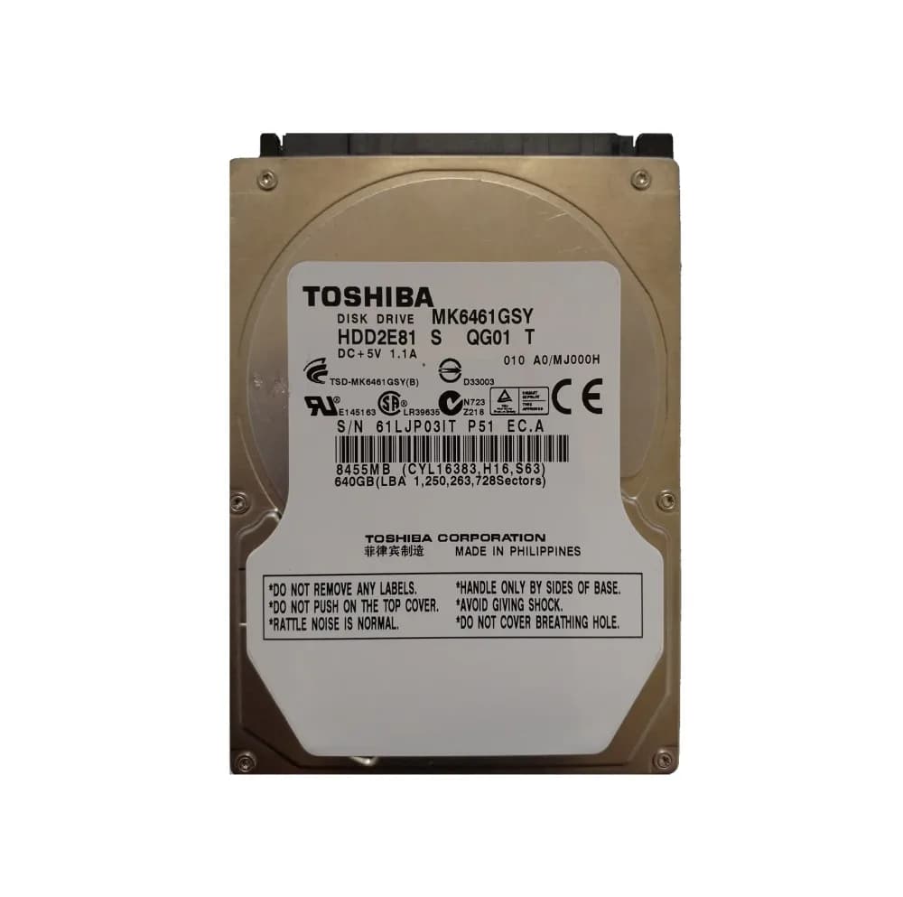 MK6461GSY - Toshiba 640GB 7200RPM SATA 3Gb/s 2.5-in Hard Drive