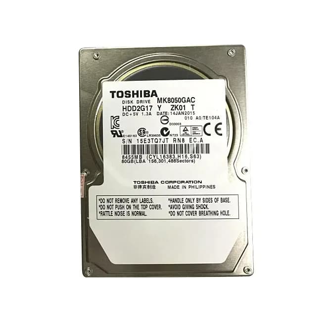 MK8050GAC - Toshiba 80GB 4200RPM IDE 44-Pin 2MB Cache 2.5" Hard Drive