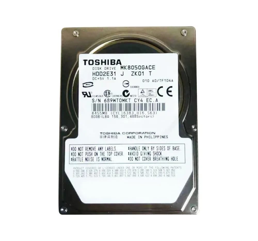 MK8050GACE - Toshiba 80GB 4200RPM IDE Ultra ATA/100 (ATA-6) 2.5" HDD