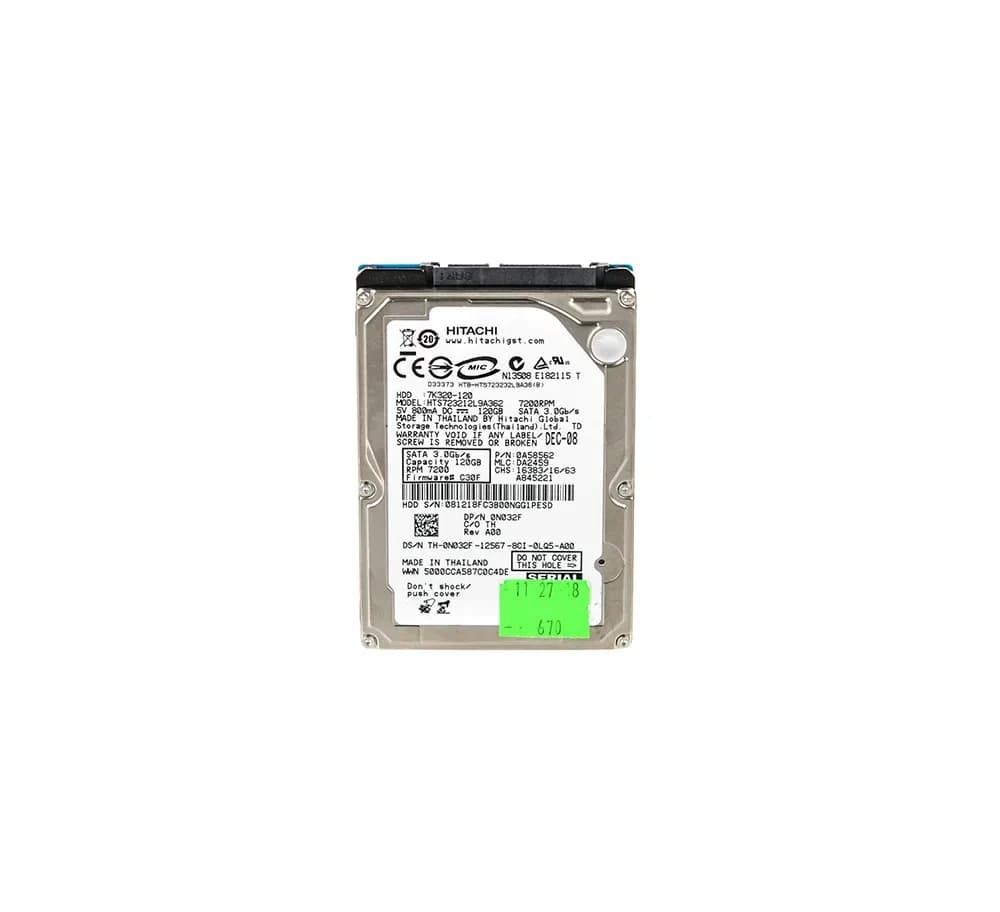 N032F - Dell 120GB 7200RPM SATA 3Gb/s 2.5-in Hard Drive