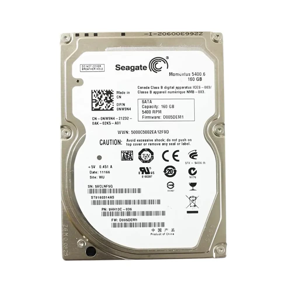 NW9N4 - Dell 160GB 5400RPM SATA 3Gb/s 8MB Cache 2.5-Inch Hard Drive