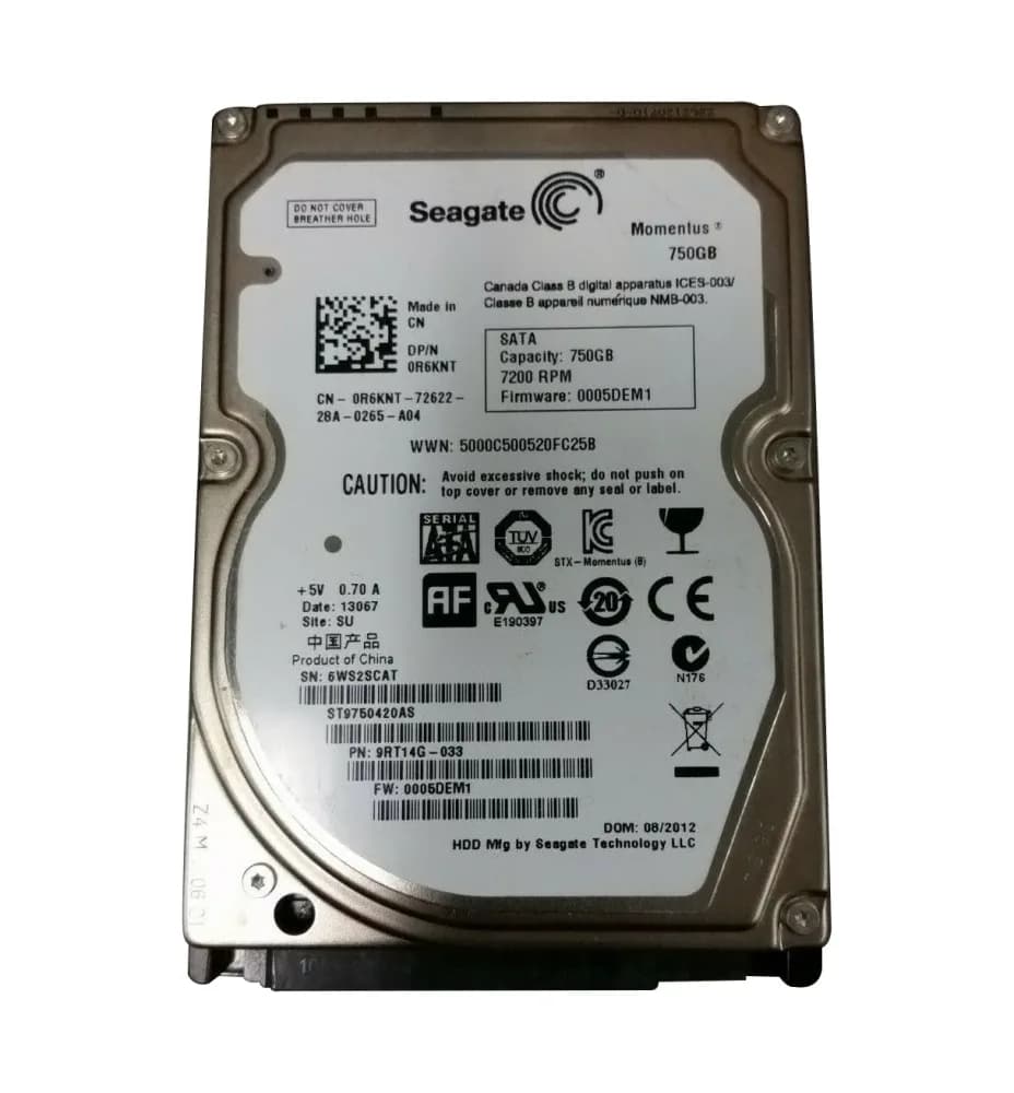 R6KNT - Dell 750GB 7200RPM SATA 3Gb/s 2.5-in Hard Drive