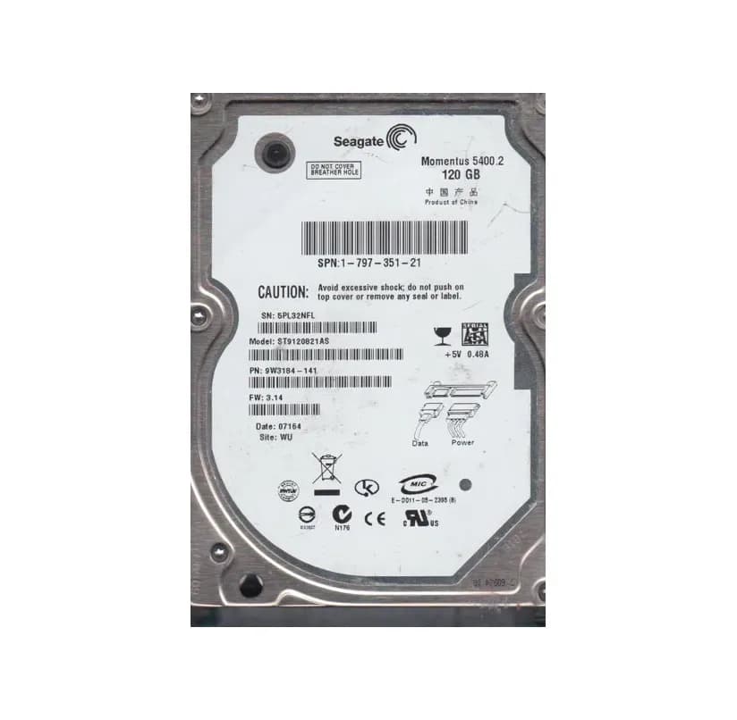 ST9120821AS - Seagate 120GB 5400RPM SATA 1.5Gb/s 2.5-in Hard Drive