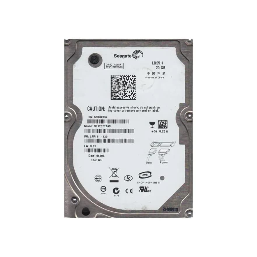 ST920217AS - Seagate 20GB 5400RPM SATA 1.5Gb/s 2.5-in Hard Drive