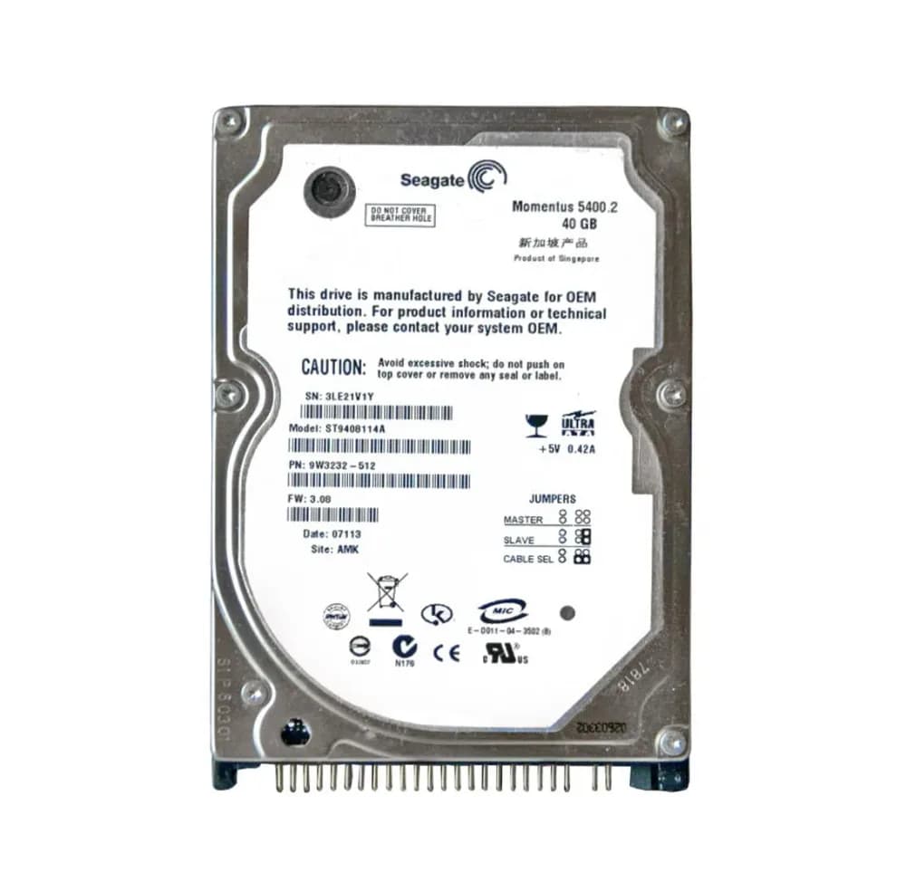 ST9408114A - Seagate 40GB 5400RPM ATA/100 2.5-inch Hard Drive