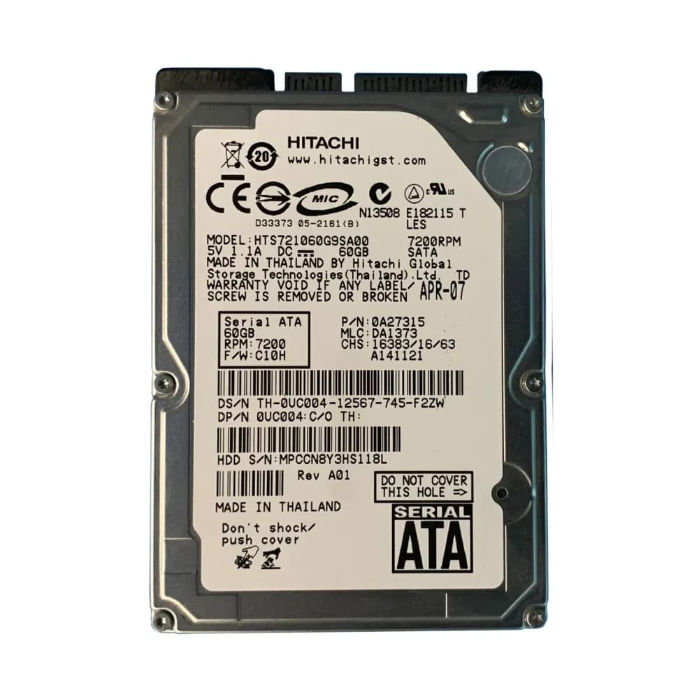 UC004 - Dell 60GB 7200RPM SATA 1.5Gb/s 2.5-in Hard Drive