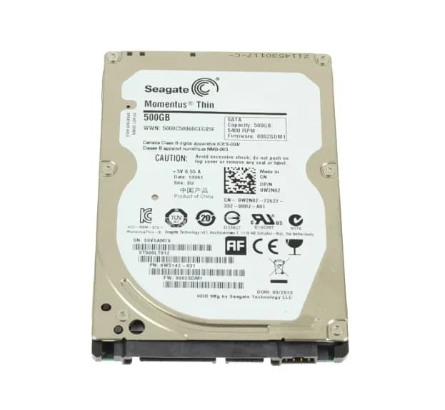 W2N02 - Dell 500GB 5400RPM SATA 3Gb/s 2.5-in Hard Drive