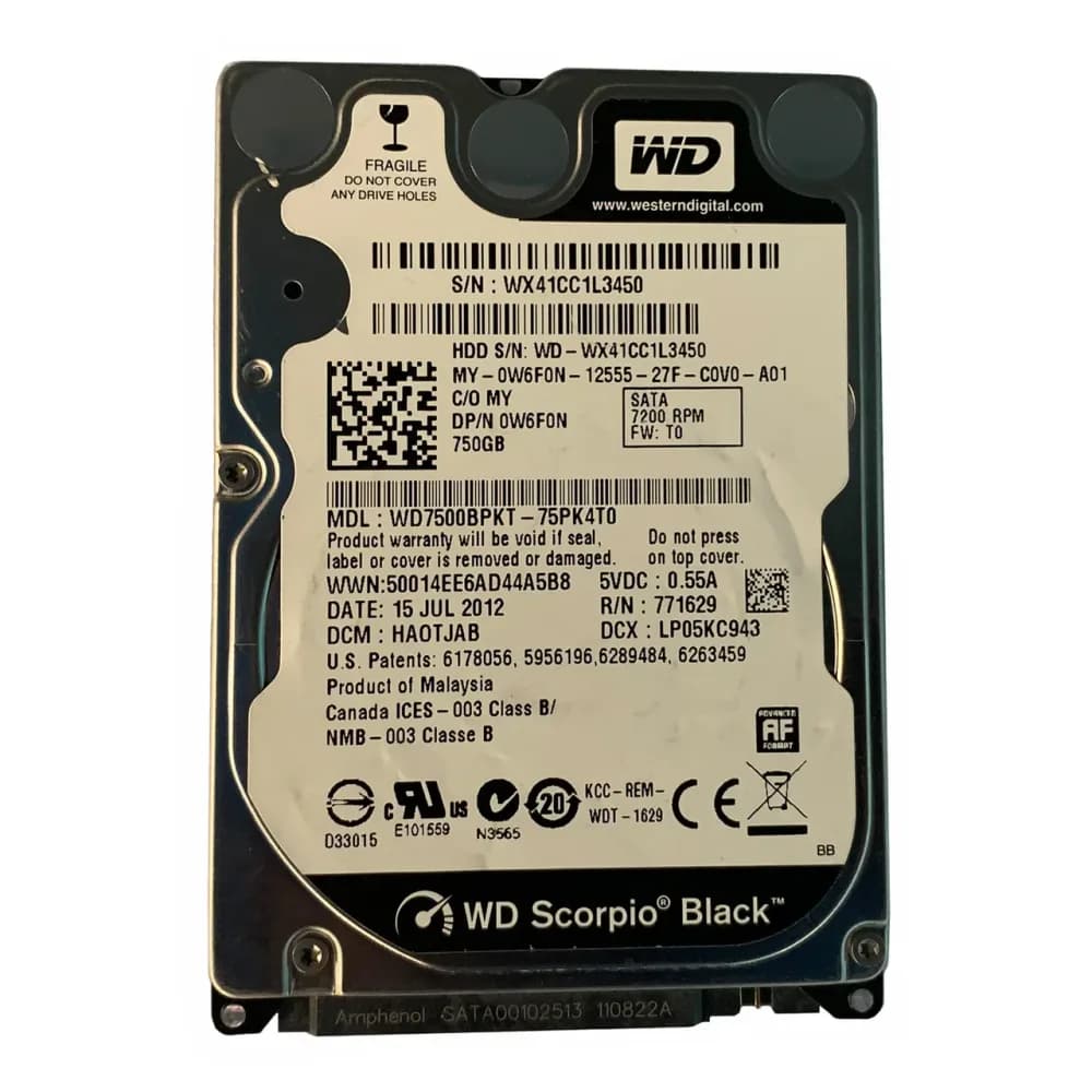 W6F0N - Dell 750GB 5400RPM SATA 3Gb/s 2.5-in Hard Drive