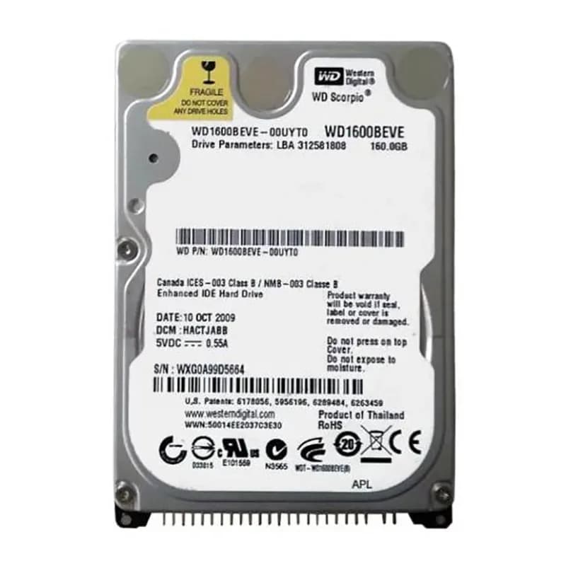 WD1600BEVE - WD Scorpio Blue 160GB 5400RPM EIDE 2.5" Hard Drive