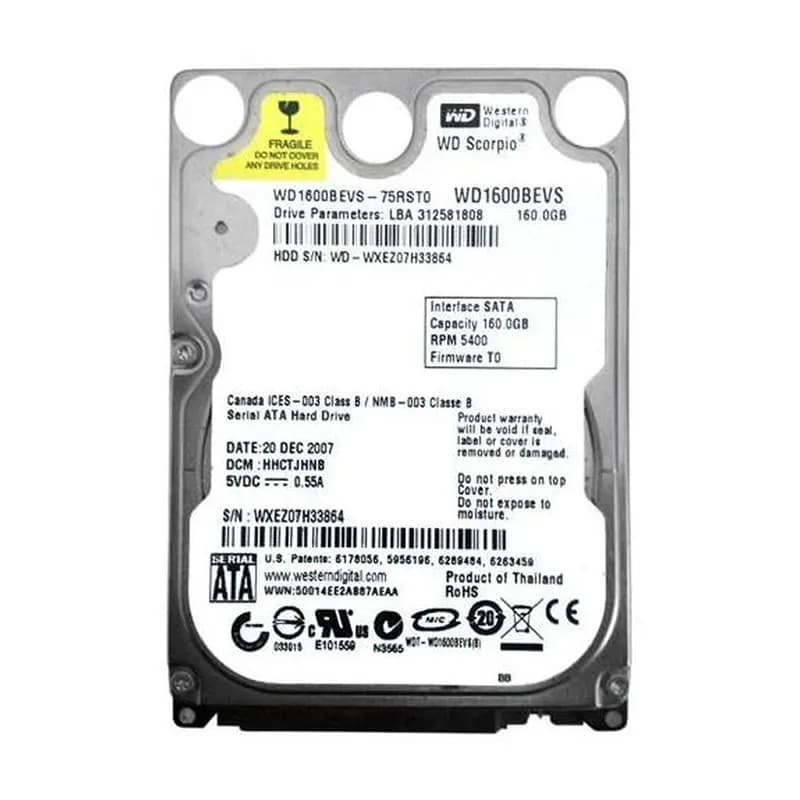 WD1600BEVS - WD 160GB 5400RPM SATA 1.5Gb/s 2.5-in HDD