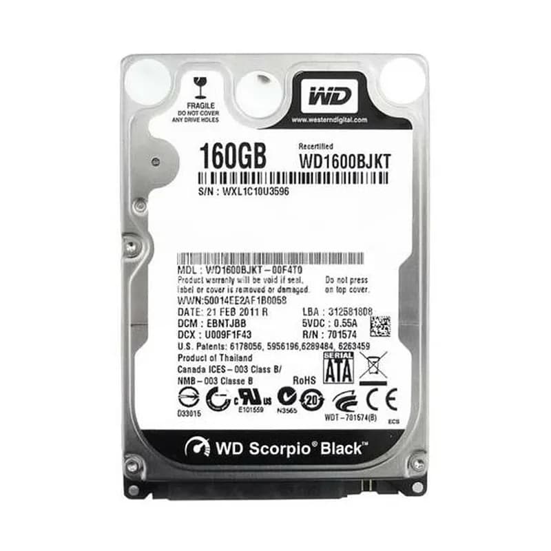 WD1600BJKT - WD 160GB 7200RPM SATA 3Gb/s 2.5-in HDD