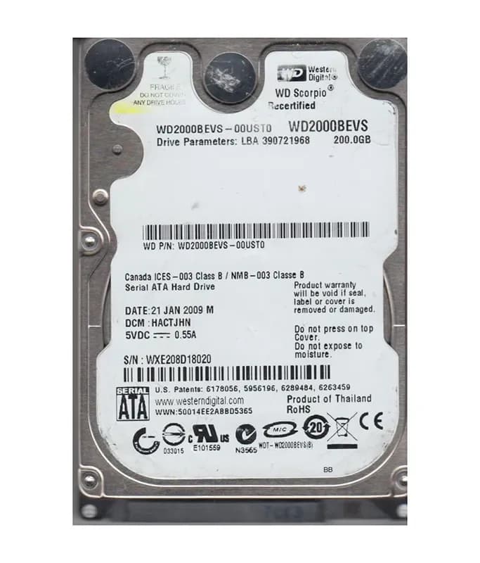 WD2000BEVS - WD 200GB 5400RPM SATA 1.5Gb/s 2.5-in HDD
