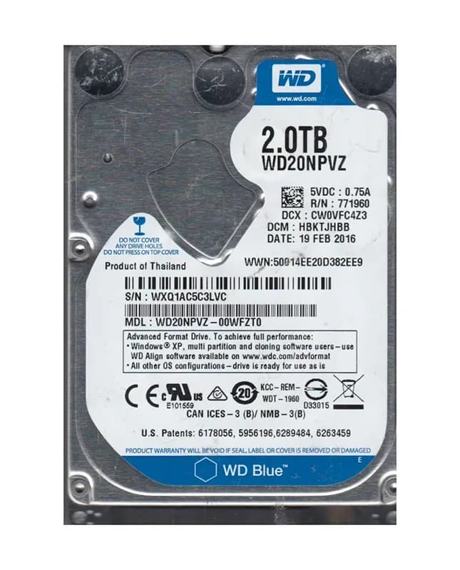 WD20NPVZ - Western Digital 2TB 5200RPM SATA 6Gb/s 2.5-in Hard Drive