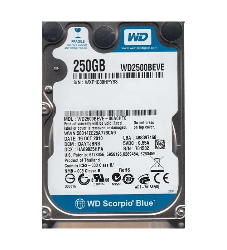 WD2500BEVE - WD Scorpio Blue WD2500BEVE 250GB 5.4K EIDE 2.5" HDD