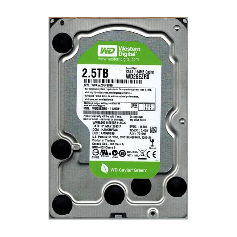 WD25EZRS - Western Digital 2.5TB 5400RPM SATA 3Gb/s 3.5-in Hard Drive