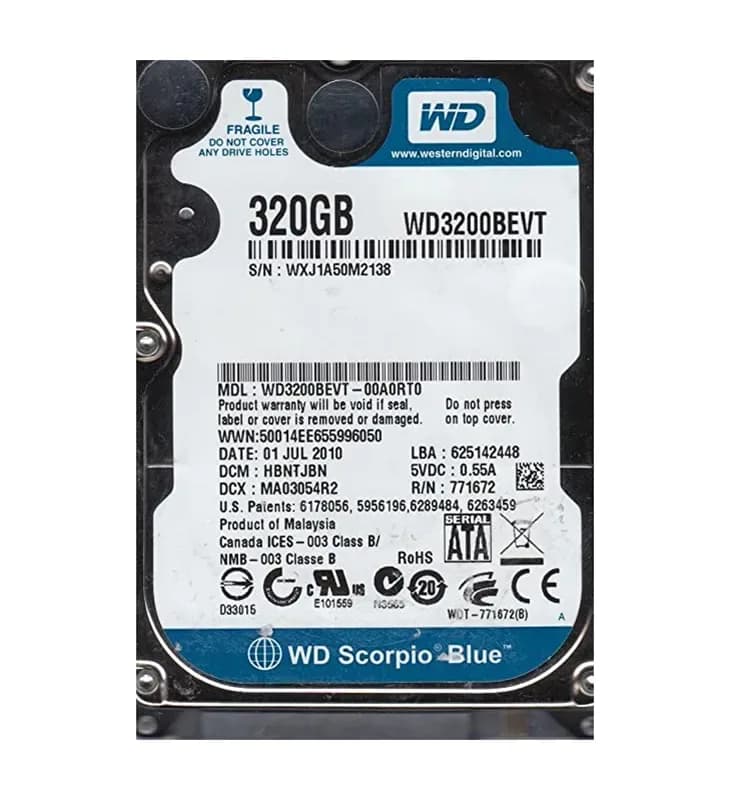 WD3200BEVT - WD 320GB 5400RPM SATA 3Gb/s 2.5-in HDD