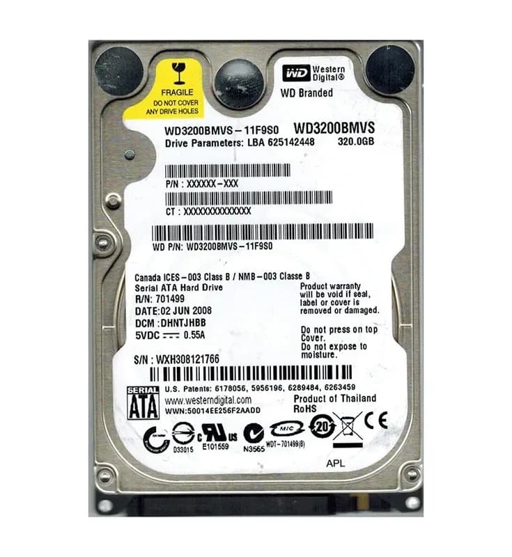 WD3200BMVS - WD 320GB 5400RPM SATA 3Gb/s 2.5-in HDD