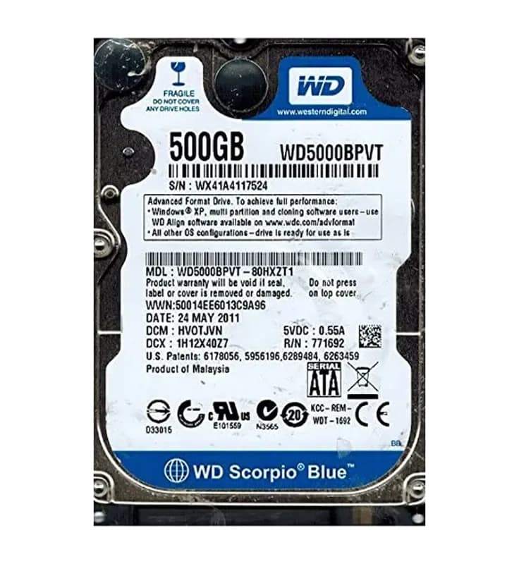 WD5000BPVT - WD 500GB 5400RPM SATA 3Gb/s 2.5-in HDD