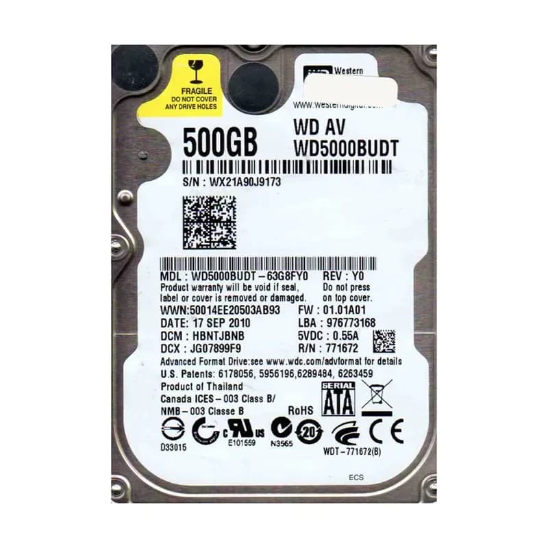 WD5000BUDT - WD 500GB 5400RPM SATA 3Gb/s 2.5-in HDD