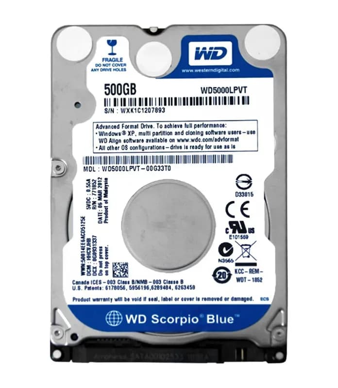 WD5000LPVT - WD 500GB 5400RPM SATA 3Gb/s 2.5-in HDD