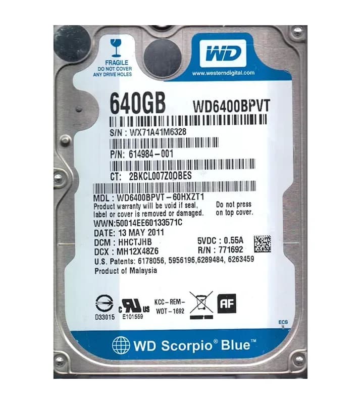 WD6400BPVT - WD 640GB 5400RPM SATA 3Gb/s 2.5-in HDD