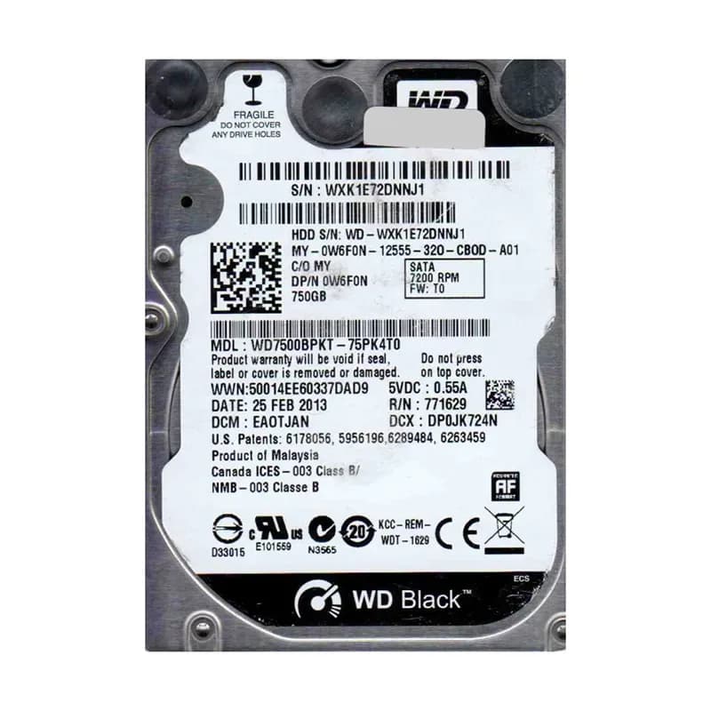 WD7500BPKT - WD 750GB 7200RPM SATA 3Gb/s 2.5-in HDD