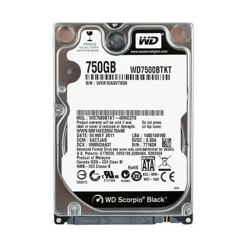 WD7500BTKT - WD 750GB 7200RPM SATA 3Gb/s 2.5-in HDD