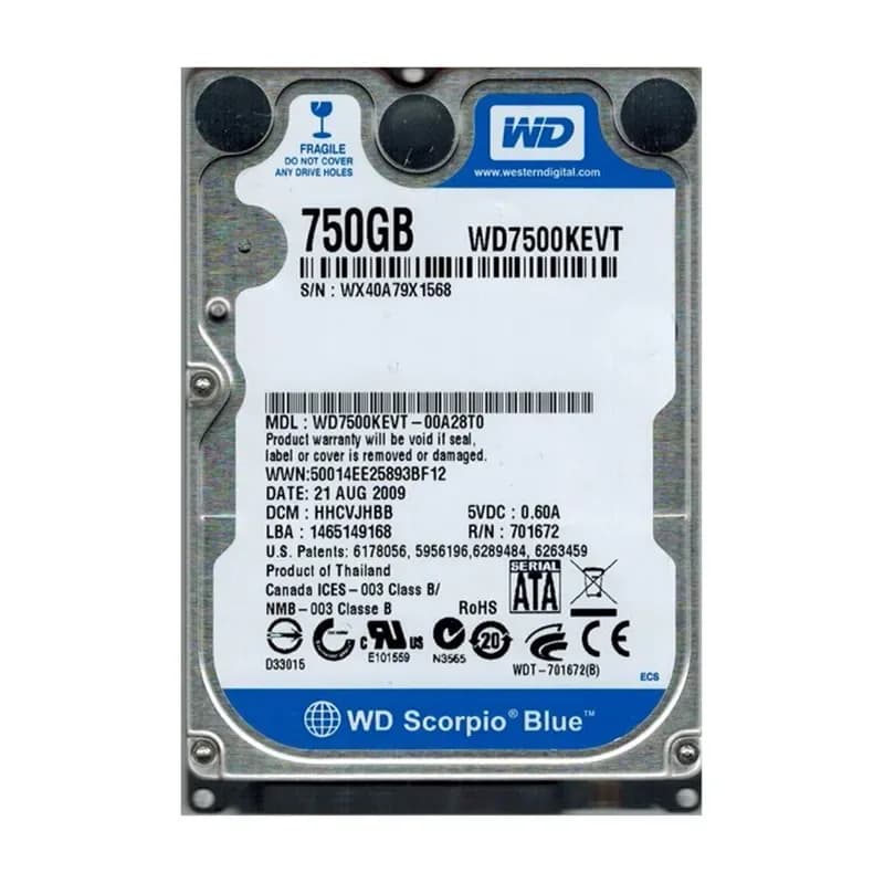 WD7500KEVT - WD 750GB 5200RPM SATA 3Gb/s 2.5-in HDD