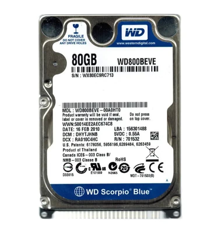 WD800BEVE - WD Scorpio Blue 80GB 5400RPM EIDE 2.5" Hard Drive
