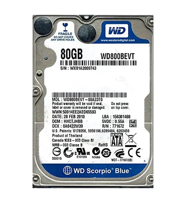 WD800BEVT - Western Digital 80GB 5400RPM SATA 3Gb/s 2.5-in Hard Drive