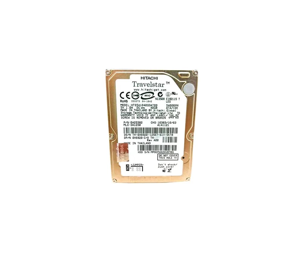 X6920 - Dell 40GB 5400RPM IDE/ATA 8MB Cache 2.5-Inch Hard Drive