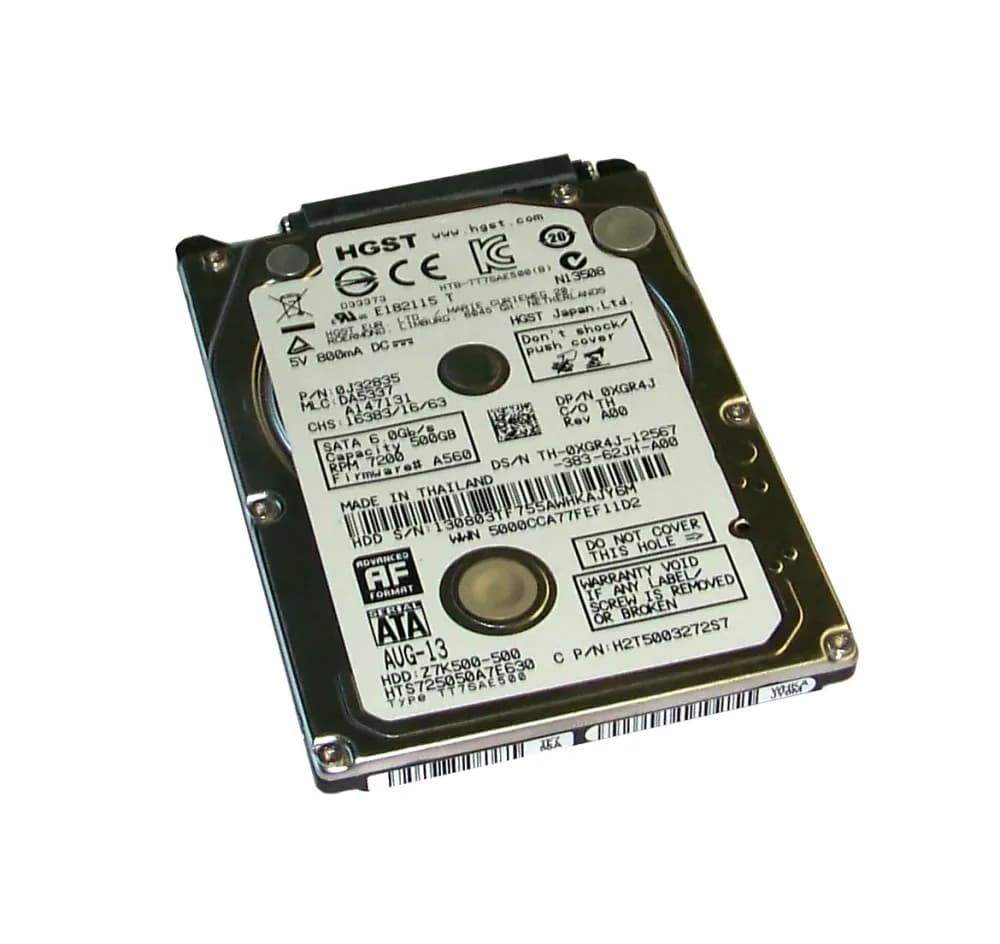 XGR4J - Dell 500GB 7200RPM SATA 6Gb/s 2.5-in Hard Drive