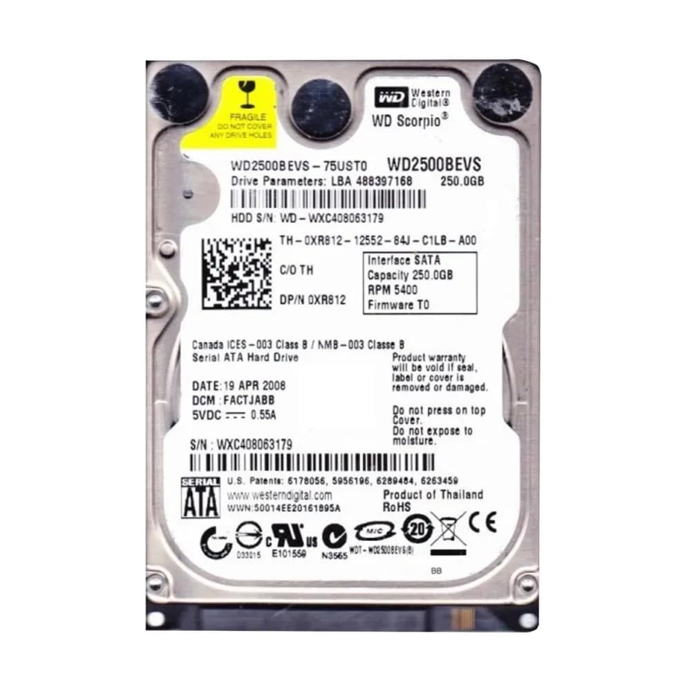 XR812 - Dell 250GB 5400RPM SATA 1.5Gb/s 2.5-in Hard Drive