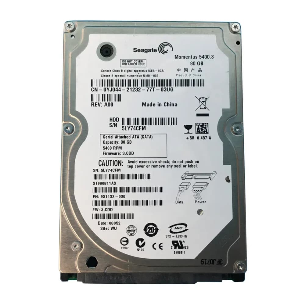 YJ044 - Dell 80GB SATA 1.5Gb/s 5400RPM 2.5-in Hard Drive