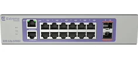 16561 - Extreme Networks ExtremeSwitching 220-12p-10GE2 220 Series 12 port 10/100/1000BASE-T PoE+ (123W) 10 Gigabit Ethernet PoE+ Switch