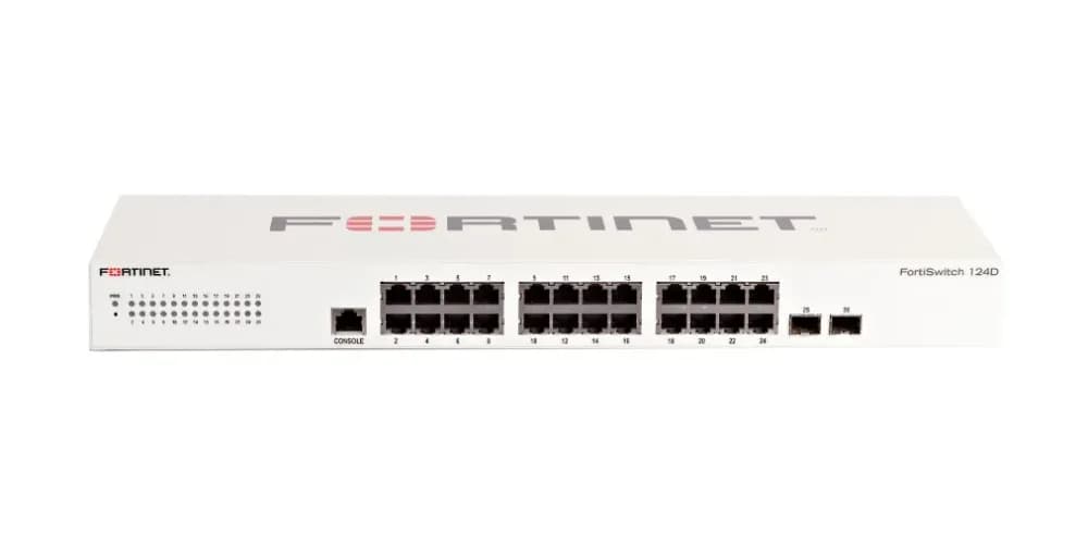 FS-124D - Fortinet 24x Ports RJ-45 1000Base-T + 2x Gigabit SFP Switch