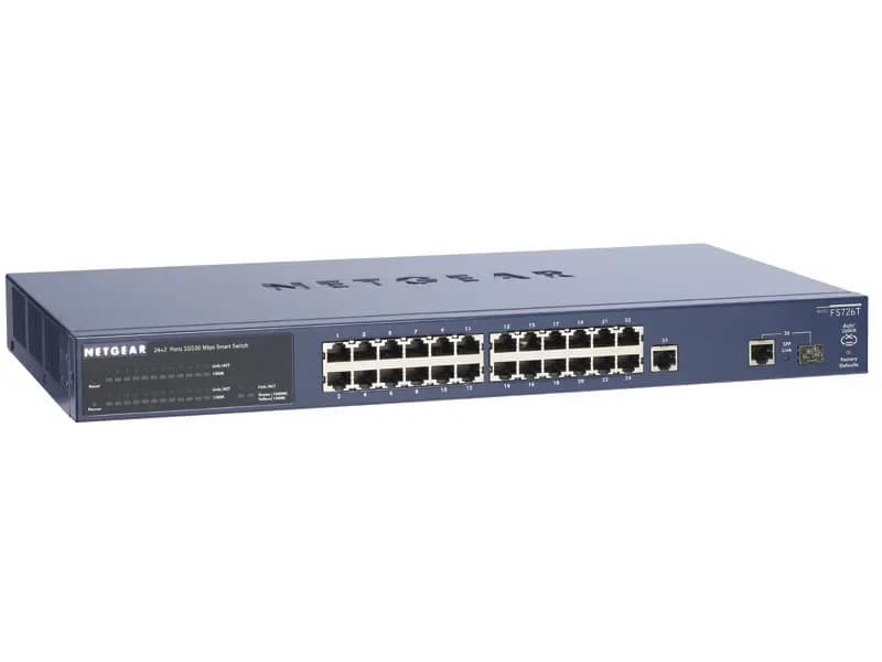 FS726T - Netgear Prostate 24 x RJ-45 Ports 10/100Base-TX + 2 x GE RJ-45 Ports + 1 x SFP Port Layer2 Managed Fast Ethernet Smart Network Switch