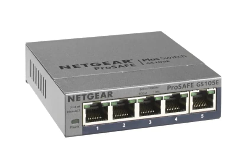GS105E-200NAS - Netgear Prosafe GS105E 5 x RJ-45 Ports 10/100/1000Base-T Layer 2 Unmnaged Gigabit Ethernet Network Switch