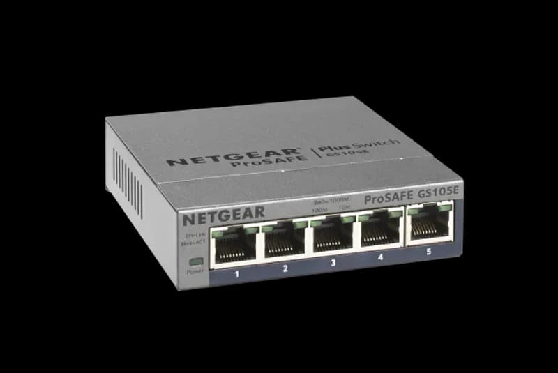 GS105EV2 - Netgear Prosafe GS105E 5 x RJ-45 Ports 10/100/1000Base-T Layer 2 Unmnaged Gigabit Ethernet Network Switch