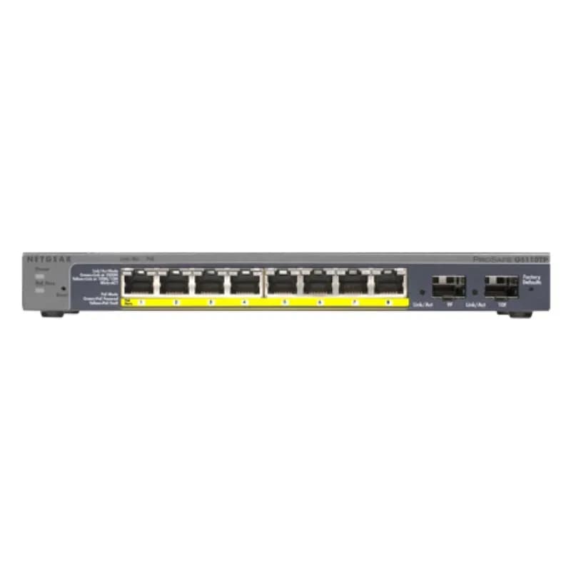GS110TP - Netgear GS110TP 8 x RJ-45 Ports PoE 10/100/1000Base-T + 2 x SFP Ports Layer 3 Managed Gigabit Ethernet Network Switch
