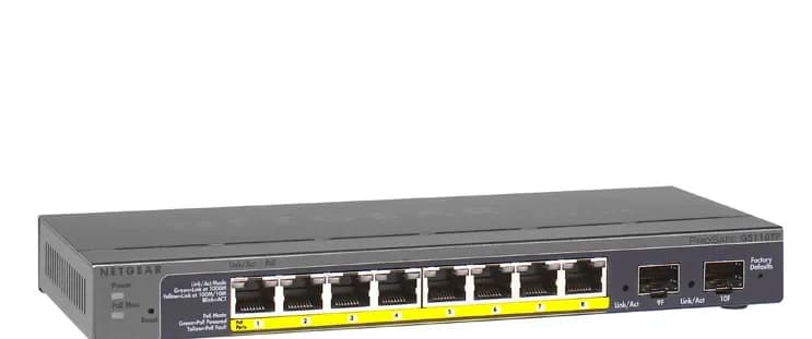 GS110TP-200NAS - Netgear GS110TP 8 x RJ-45 Ports PoE 10/100/1000Base-T + 2 x SFP Ports Layer 3 Managed Gigabit Ethernet Network Switch