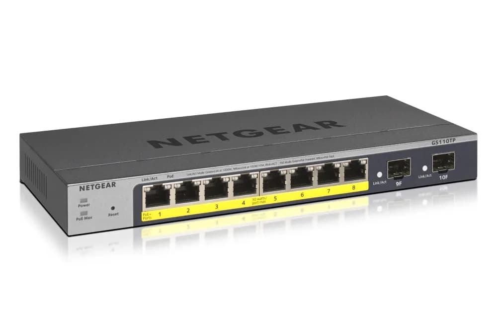 GS110TP-300NAS - Netgear 8x RJ-45 Ports PoE 2x SFP L3 Managed Switch