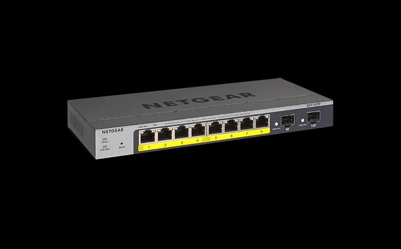 GS110TPV3 - Netgear GS110TP 8 x RJ-45 Ports PoE 10/100/1000Base-T + 2 x SFP Ports Layer 3 Managed Gigabit Ethernet Network Switch