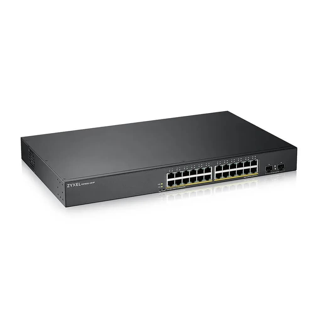 GS1900-24HP - ZyXEL 24 x Ports PoE+ 1000Base-T + 2 x Ports SFP Layer 2 Managed Gigabit Ethernet Network Switch