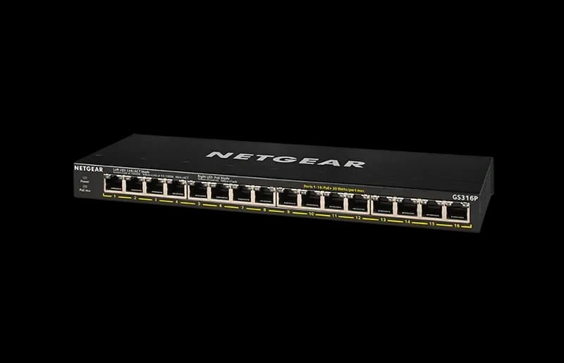 GS316P - Netgear 300 Series GS316P 15 x RJ-45 Ports PoE+ 1000Base-T + 1 x SFP Port Layer 3 Managed Gigabit Ethernet Plus Network Switch
