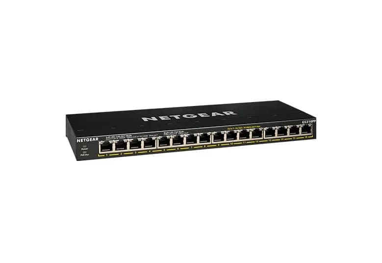 GS316PP - Netgear 300 Series GS316P 15 x RJ-45 Ports PoE+ 1000Base-T + 1 x SFP Port Layer 3 Managed Gigabit Ethernet Plus Network Switch